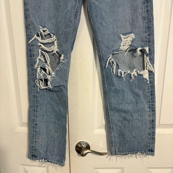 Agolde 90'S Mid Rise Straight Jeans Distressed - Picture 4 of 10